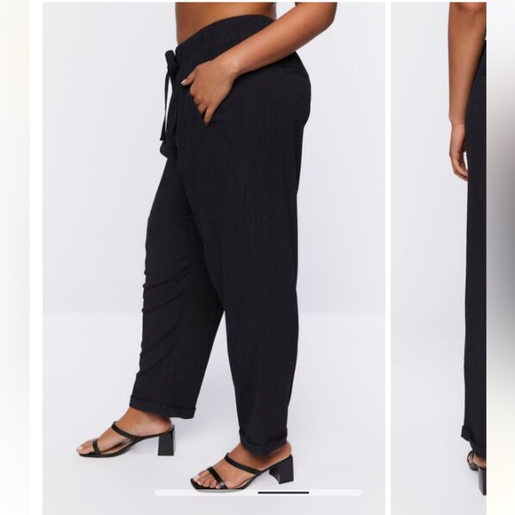 Forever 21 Plus Size Textured Tie-Waist Pants in Black - Picture 3 of 11